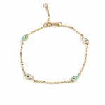 Evil Eyes Chain Bracelet - 14K Gold and Enamel