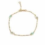 Evil Eyes Chain Bracelet - 14K Gold and Enamel