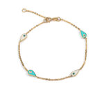 Evil Eyes Chain Bracelet - 14K Gold and Enamel