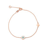 Round Evil Eye Bracelet with Cross - 925 Sterling Silver and Enamel