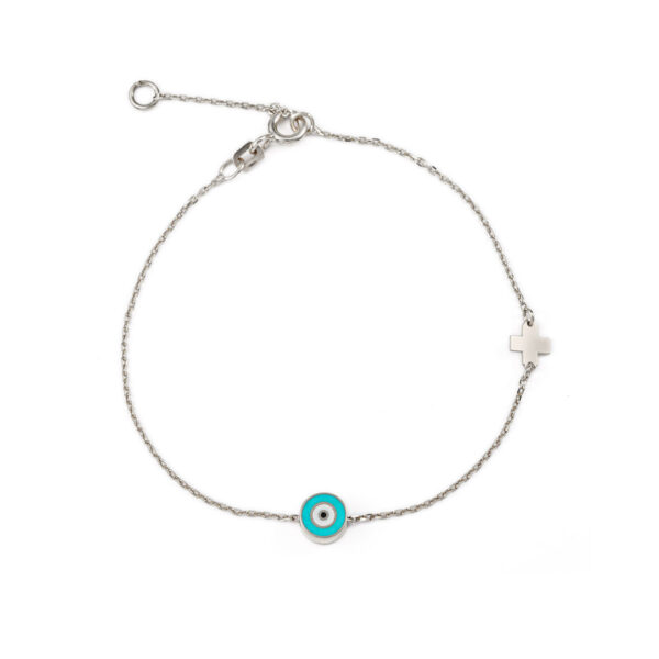 Turquoise Enamel Eye Bracelet with Cross