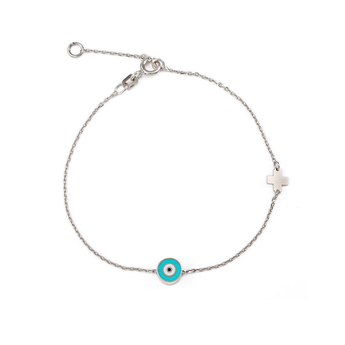 Turquoise Enamel Eye Bracelet with Cross
