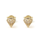 14K Gold 3D Diamond Earrings