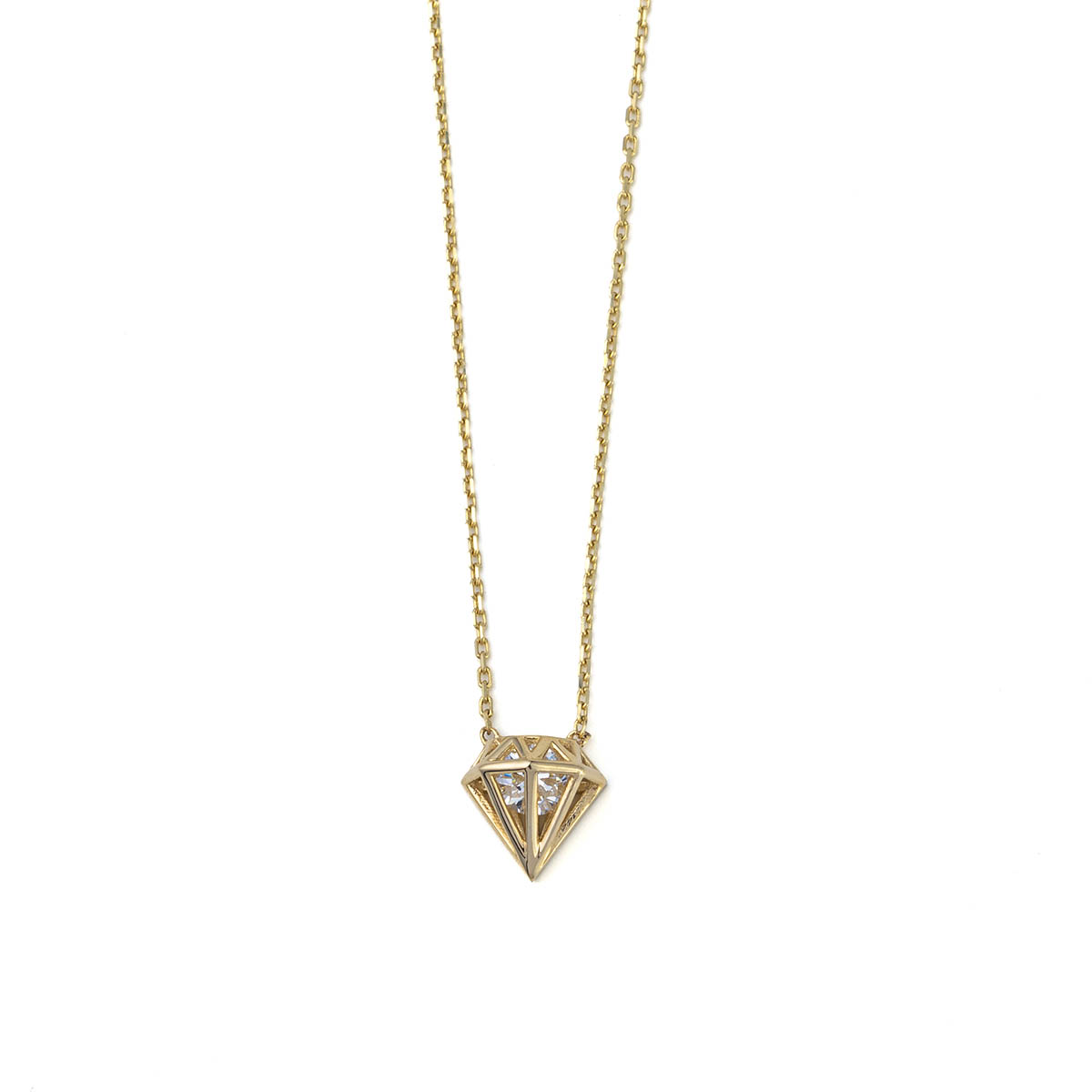 14K Gold 3D Diamond Necklace