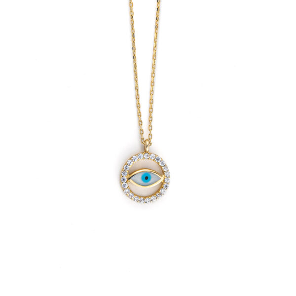14K Gold Necklace Evil Eye with zircon