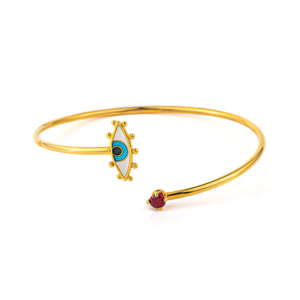 Evil Eye Hinge Bracelet - 925 Sterling Silver and Gold Plated