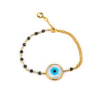 Ασημένιο Βραχιόλι Μάτι επιχρυσωμένο με φίλντισι