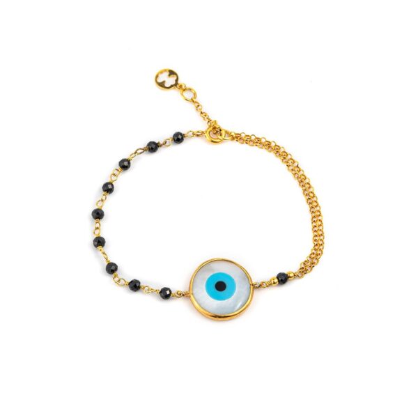 Sterling silver Gold Plated Eye bracelet with semi precious stones