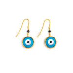 Sterling silver Gold Plated Evil Eye hook earrings