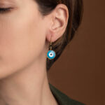 Sterling silver Gold Plated Evil Eye hook earrings