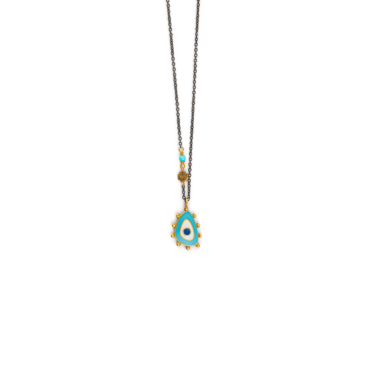 Sterling silver Eye necklace with hanging enamel
