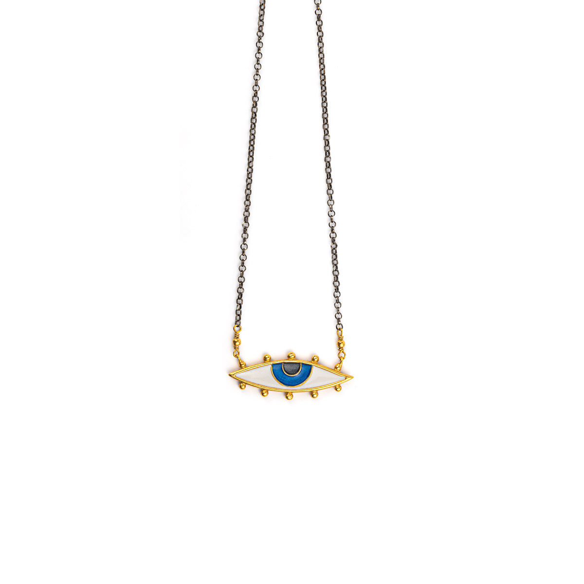 925 Sterling Silver Evil Eye Necklace with enamel