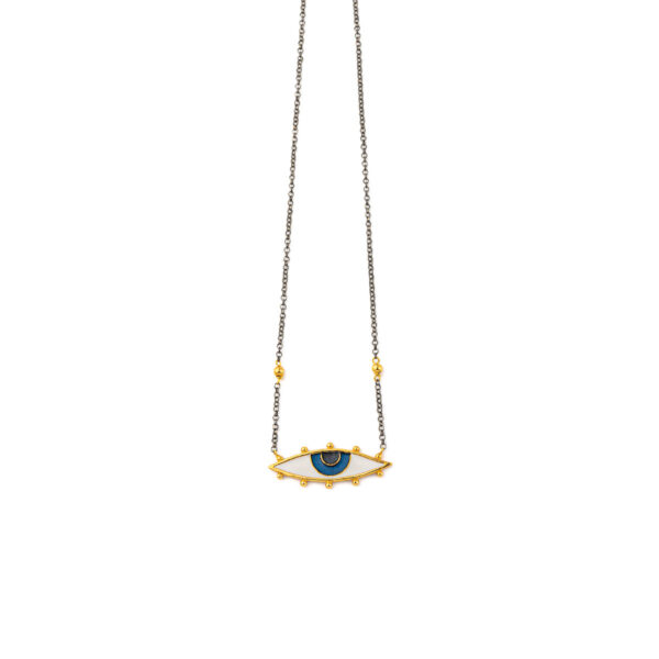 Chain Necklace with a Colored Evil Eye – 925 Sterling Silver