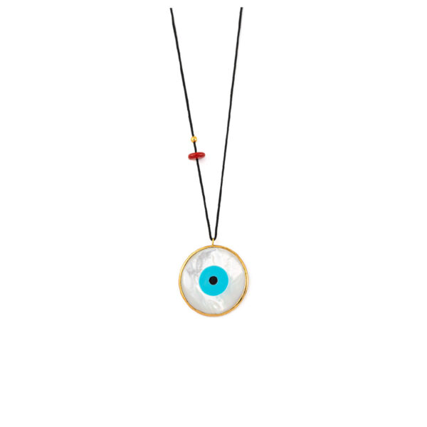 Mother of Pearl Evil Eye Necklace - 925 Sterling Silver