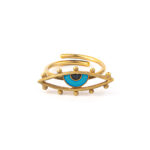 Sterling Silver Gold Plated Evil Eye Ring with enamel