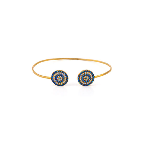 Blue Evil Eye Bracelet with Zircons - Silver and gold plated