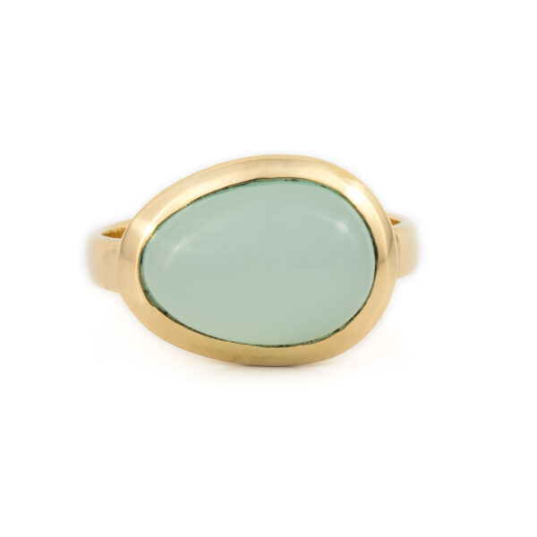 Aqua Chalcedony Ring - Sterling Silver Gold Plated