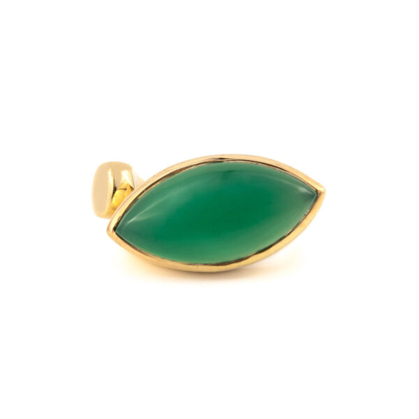 Sterling Silver Gold Plated Green Chalcedony Ring
