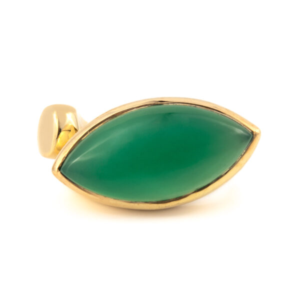 Sterling Silver Gold Plated Green Chalcedony Ring