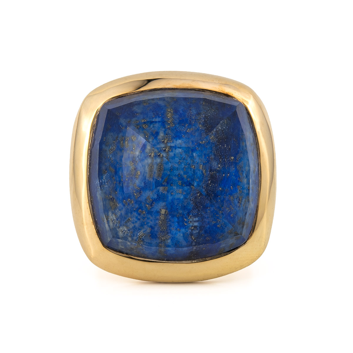 Sterling Silver Gold Plated Lapis Lazuli Doublet Ring