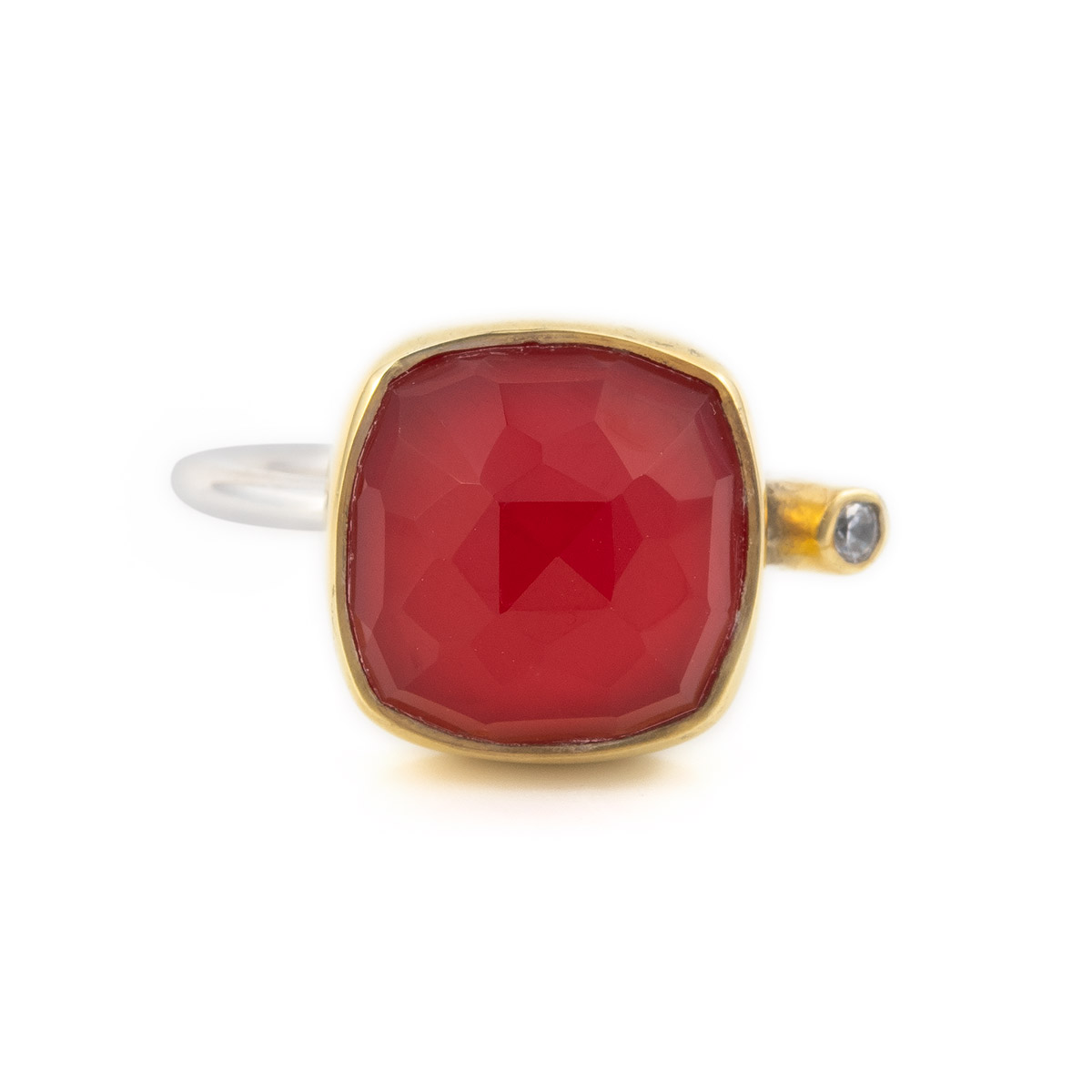 Coral Doublet Ring - Sterling Silver Gold Plated