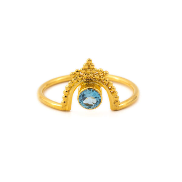 Blue Topaz Ring in Sterling Silver Gold Plated