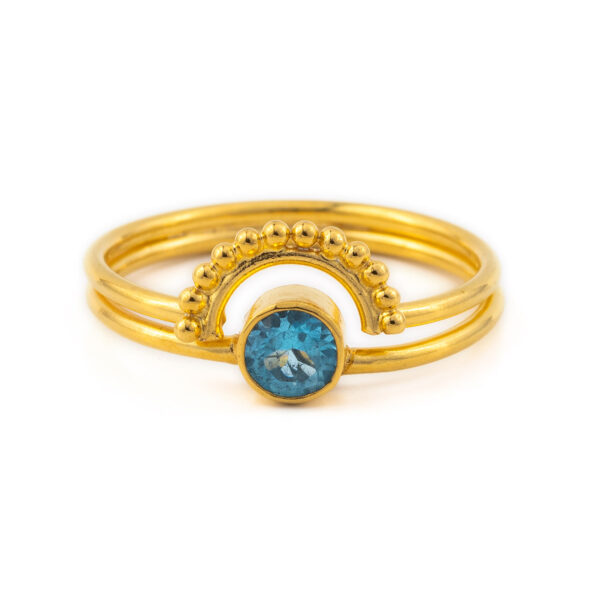 Blue Topaz Ring in Sterling Silver Gold Plated