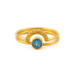 Δαχτυλίδι Οριεντάλ Blue Topaz - Ασήμι 925 Επιχρυσωμένο
