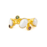 Δαχτυλίδι Pearl Tourmalines - Ασήμι 925 Επιχρυσωμένο
