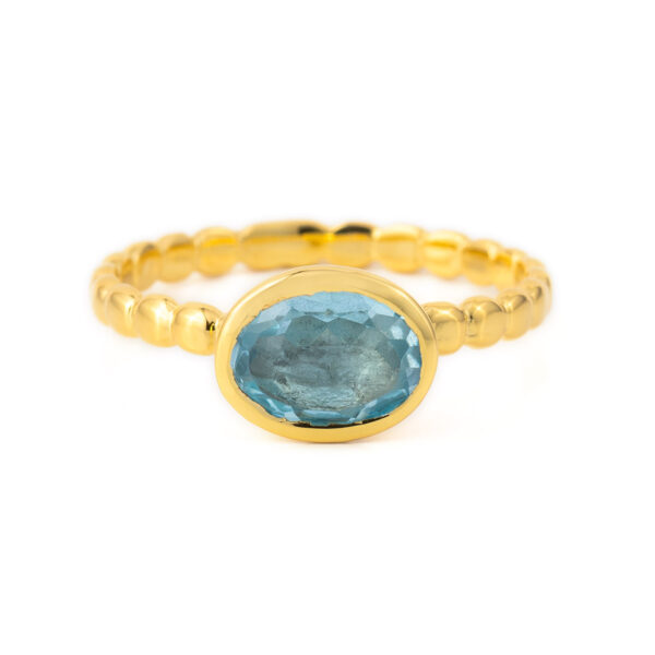 Sterling Silver and Gold Plated - Blue Topaz Ring