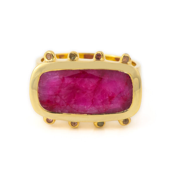 Sterling Silver Gold Plated Rubenite Ring