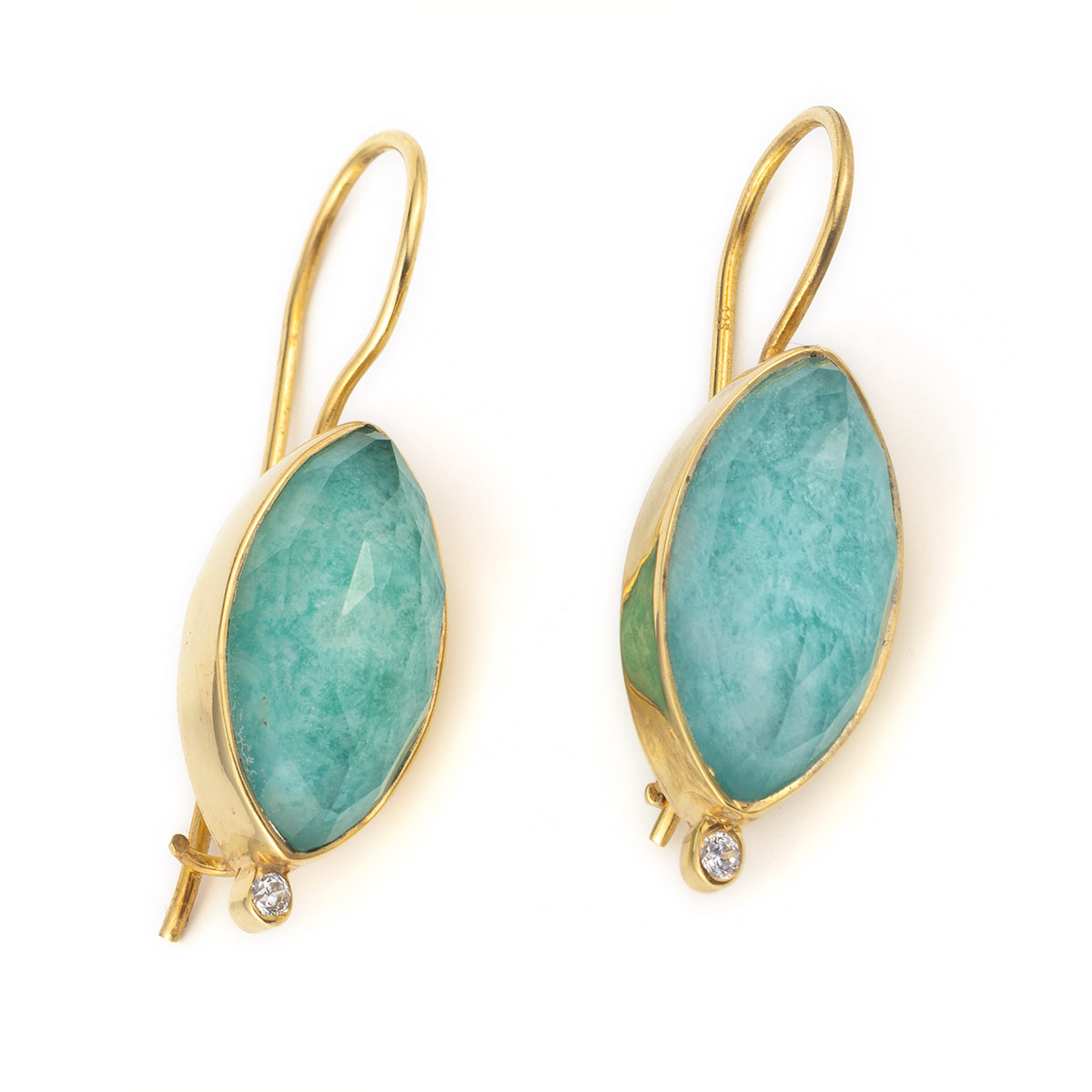 Amazonite Doublet Drop Earrings - Sterling Silver and Gold Plated