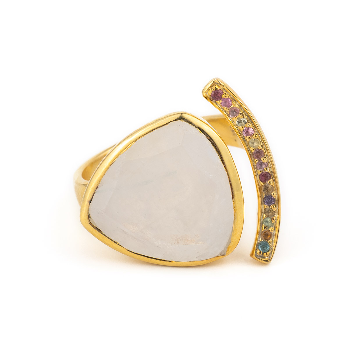 Moonstone Ring - Sterling Silver and Gold Plated