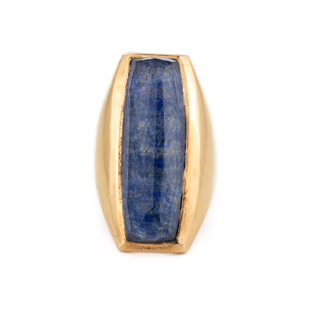 Lapis Lazuli Doublet Ring - Sterling Silver and Gold Plated