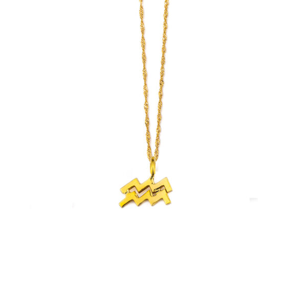 Aquarious Zodiac Sign Necklace - 14k Gold