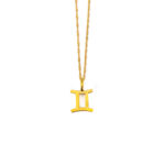 Gemini Zodiac Sign Necklace - 14k Gold