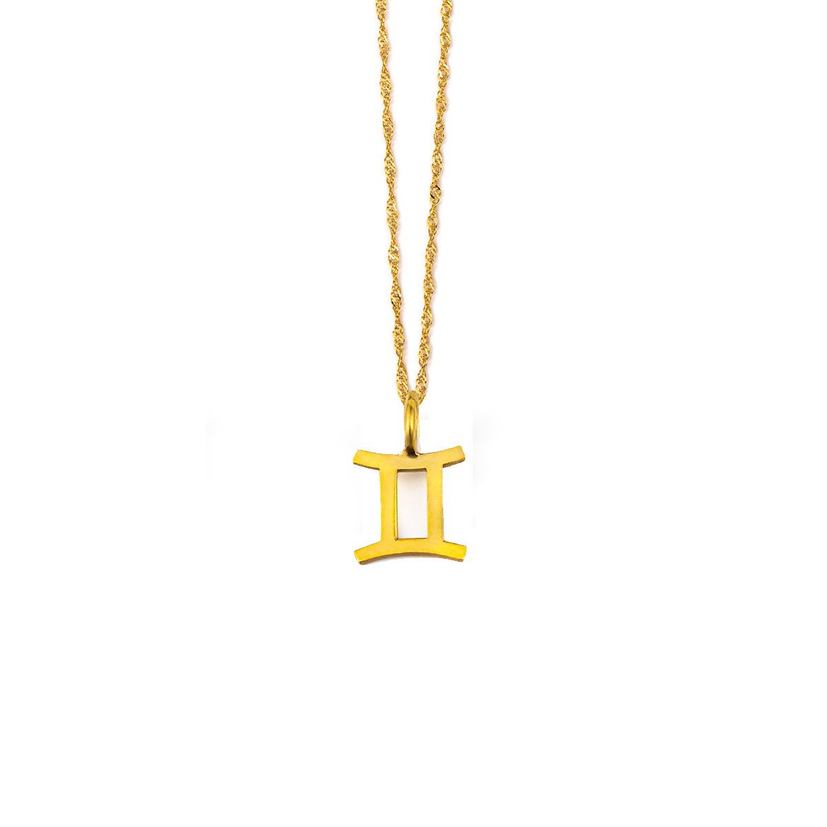 Gemini Zodiac Sign Necklace - 14k Gold