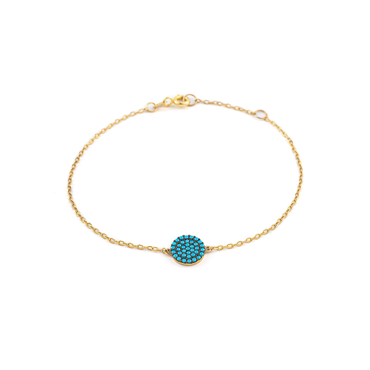 9K Gold Evil Eye Bracelet with Turquoise Zircons