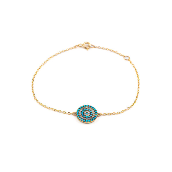 14K Gold Evil Eye Bracelet with Turquoise and zircon