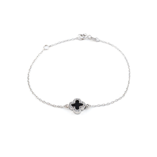 Clover Bracelet in White Gold 9K with Zircons