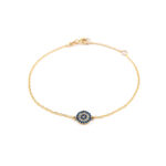 14K Gold Eye Bracelet with Blue Zircons