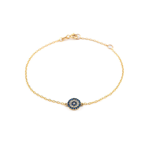 14K Gold Eye Bracelet with Blue Zircons