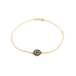 14K Gold Eye Bracelet with Zircons