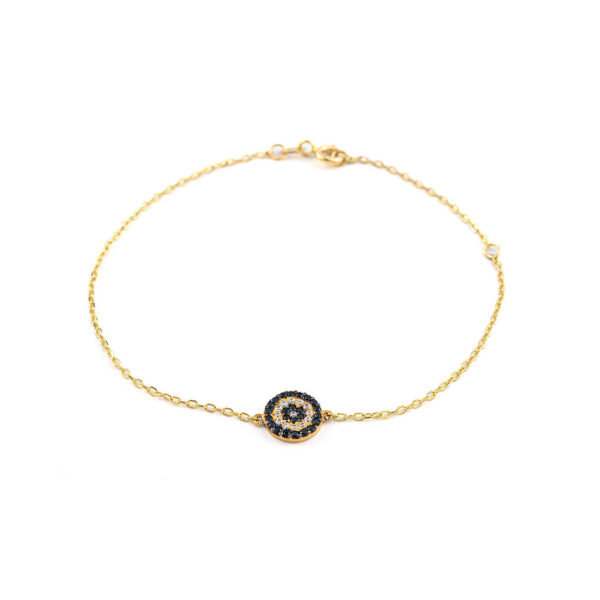 14K Gold Eye Bracelet with Zircons