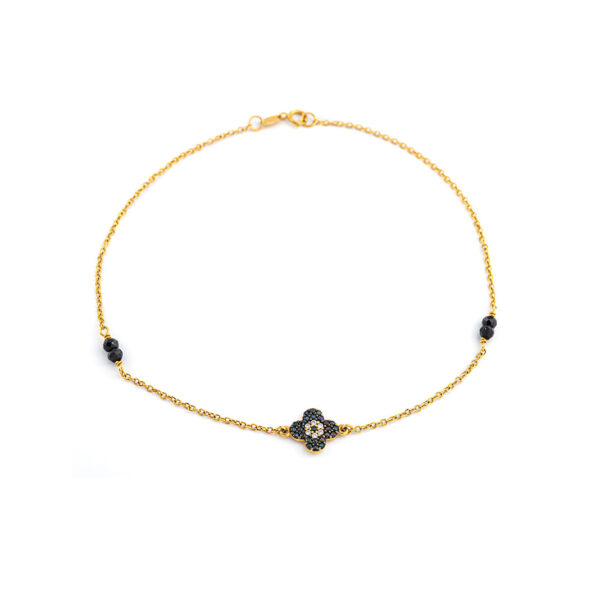 14K Gold Flower Bracelet with Crystals