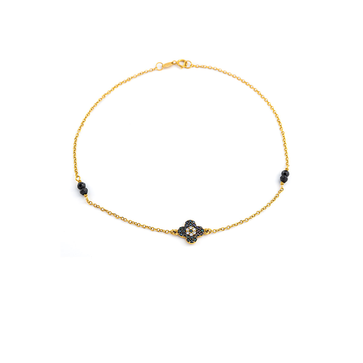 14K Gold Flower Bracelet with Crystals
