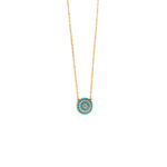 14K Gold Eye Necklace with zircon and turquoise