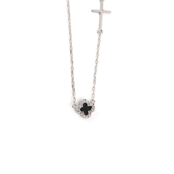Black Onyx Clover Necklace - 14K Gold