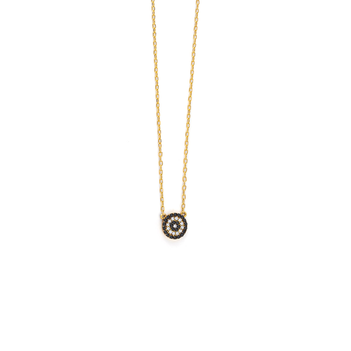 Evil Eye Circle Necklace - 14K Gold