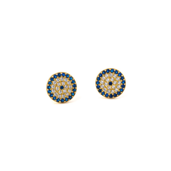 Stud Eye Earrings with zircon - 925 Sterling silver Gold Plated